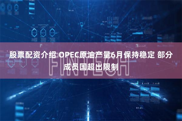 股票配资介绍 OPEC原油产量6月保持稳定 部分成员国超出限制